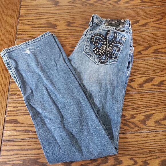 Miss Me Jeans fleur boot blingy jeans size 28 - Picture 1 of 5